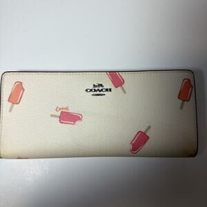 Authentic Coach Slim Leather Wallet Popsicle Ice Cream Print